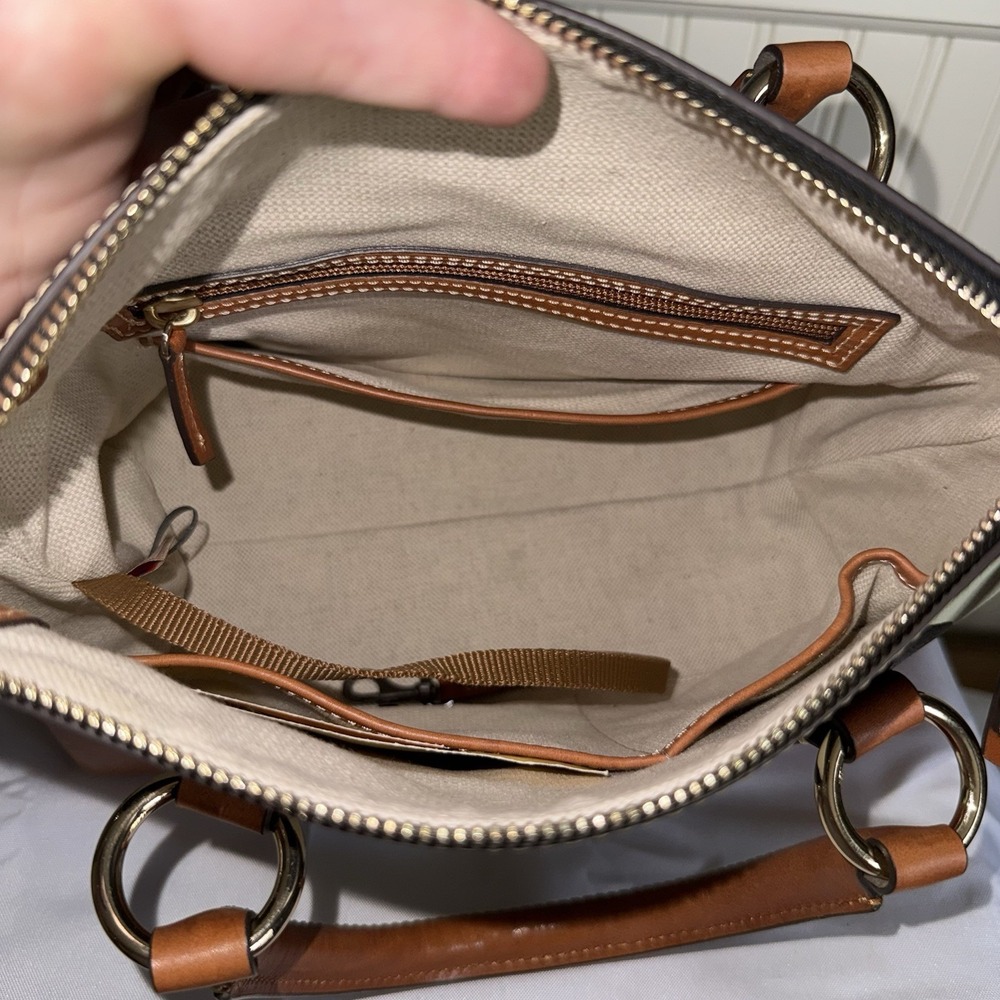 Dooney & Bourke Zebra Leather Satchel 30 Black White Brown Crossbody Bag Purse - Picture 7 of 16